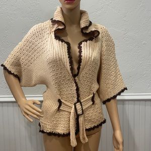 Sweater Sweater Knitt Cream & Brown Sweater